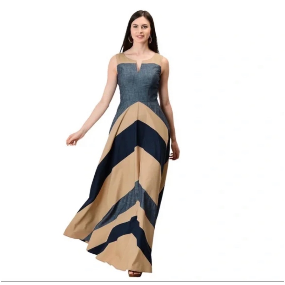 ESHAKTI Plus Size Chevron Maxi Dress Size 2X